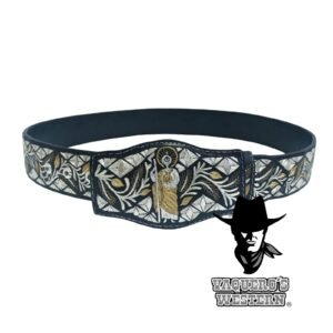 Cinto San Judas Diamante Rameado Negro