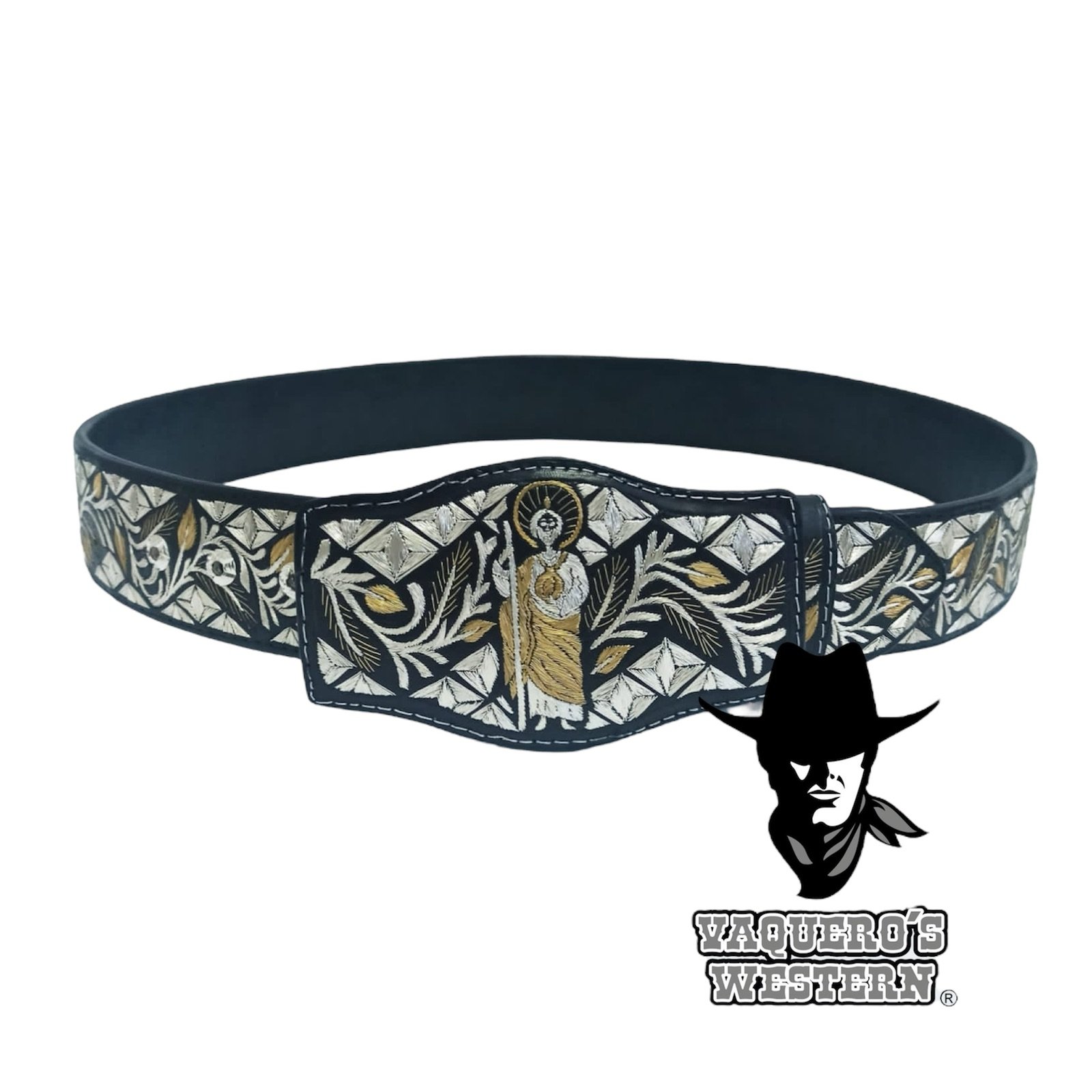 Cinto San Judas Diamante Rameado Negro