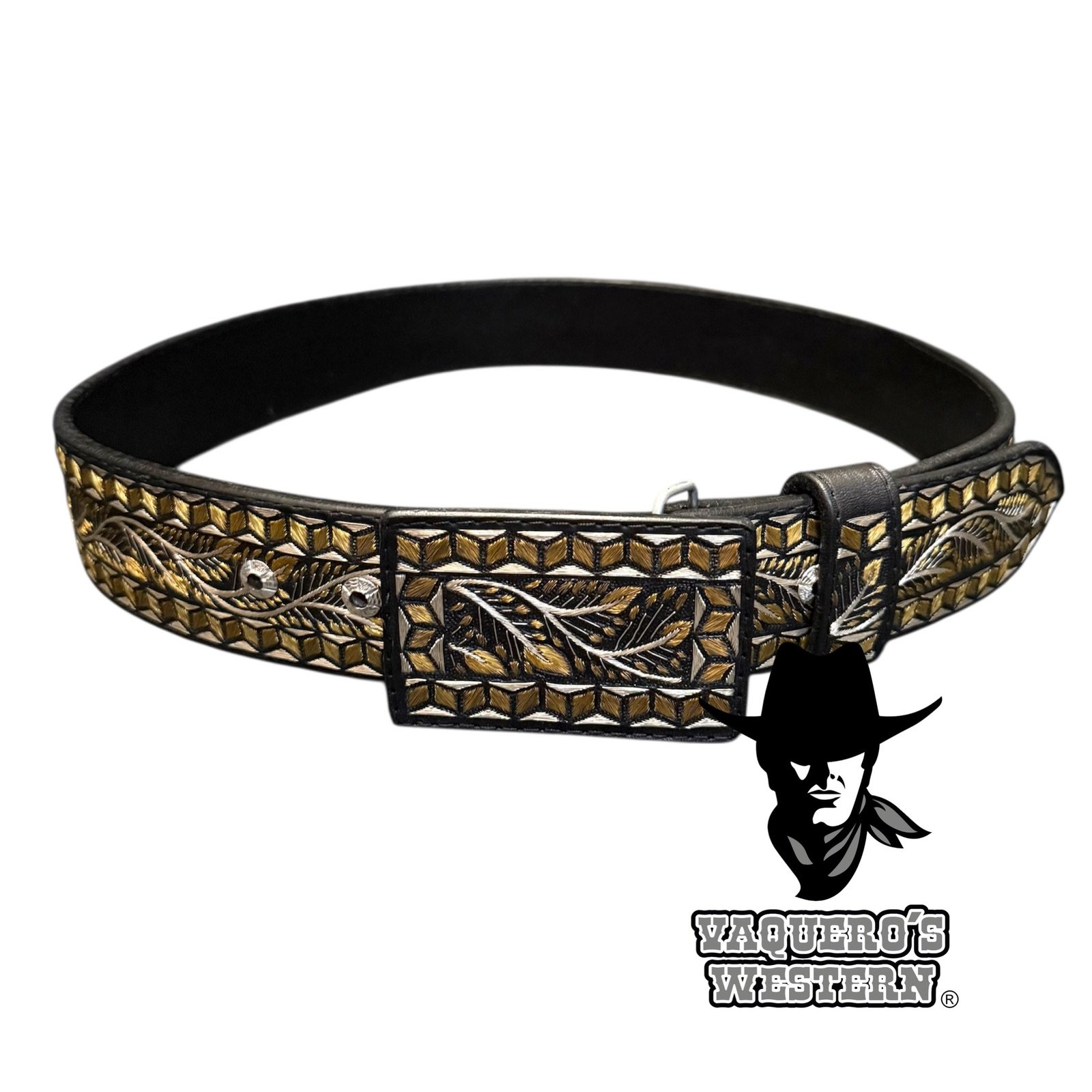 Cinto Extra Fino Dados Rameado P/O Negro